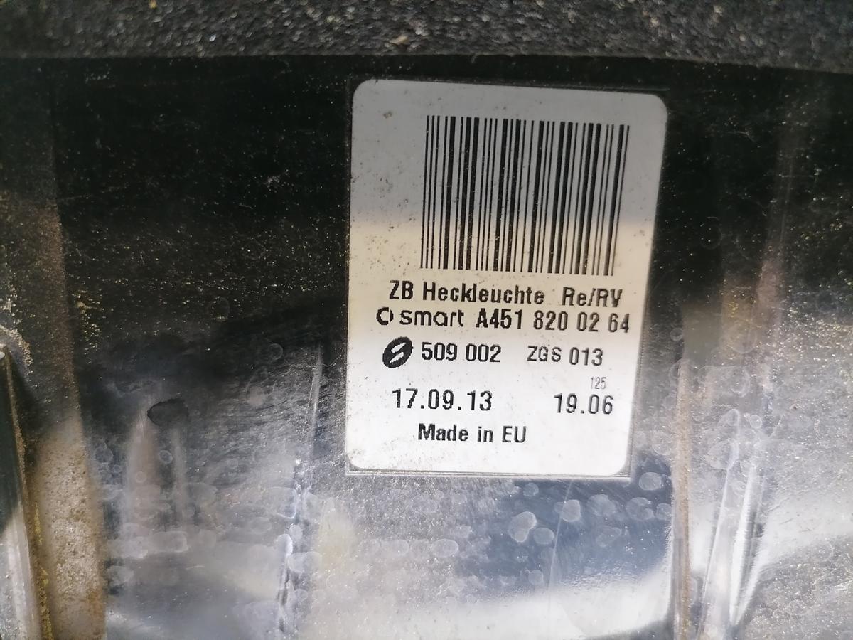 Smart Fortwo 451 ED3 original R&uuml;cklicht R&uuml;ckleuchte Schlussleuchte rechts Bj.2013